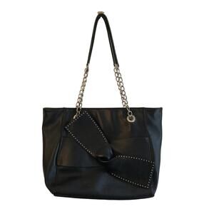 Jessica Simpson shoulder bag purse black bow white